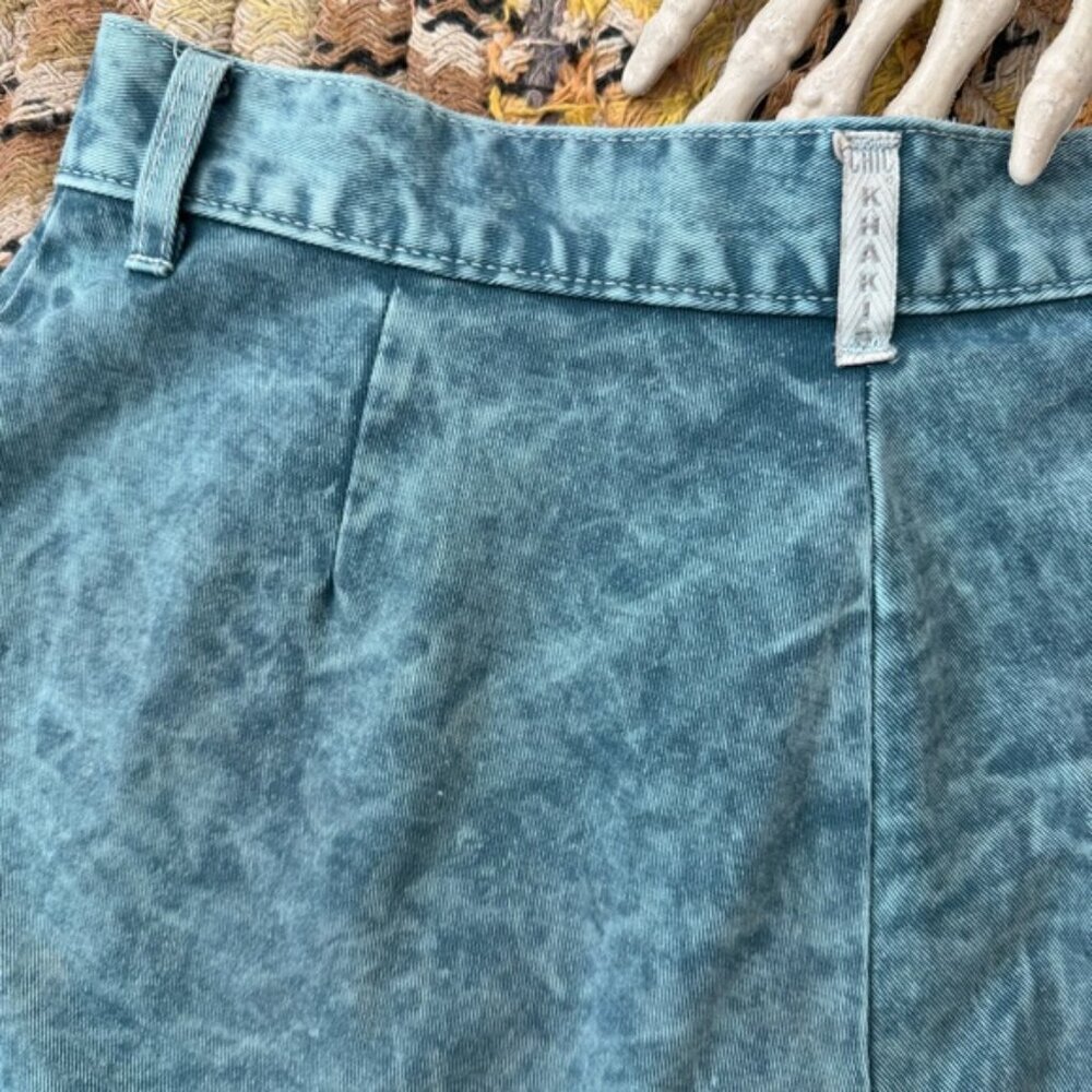 💀 SOLD 💀 Vintage 80s Teal Blue Acid Wash High Waisted Pleated Trousers ~ Size 28 - Picture 7 of 8